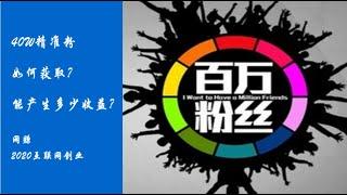 网赚2020互联网创业 40W精准粉，如何获取，能产生多少收益