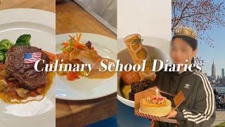 [Sub] Having My Birthday in Culinary School | New York Vlog | Cooking School Student |