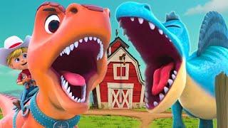 Enfrentamiento Épico: ¡T-REX VS SPINOSAURUS! | Dino Ranch Español | WildBrain Niños | Suscribir