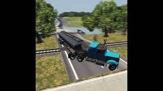 Tanker Truck  stuck at a railway crossing - Realistic BeamNg.Drive crashes #shorts