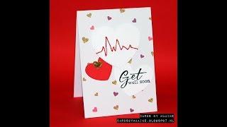 Get well soon card with embroidery