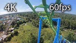 Twisted Typhoon front seat on-ride 4K POV @60fps Wild Adventures