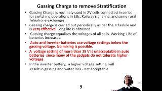 Stratification of acid in Lead battery. Sulphation of bottom part of plates. Two  Recent remedies