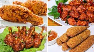 4 आसान और झटपट चिकन की स्टार्टर रेसिपीज | Easy & Simple Chicken Party Starter Recipes Compilation