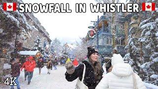  【4K】️️️ Snowfall in Whistler! BC. Canada.  Snow fairy tale! Walking in the Snow.