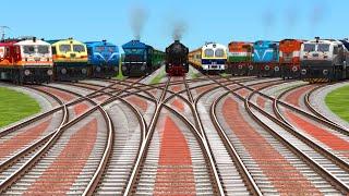  Trains Crossings At Bumpy️Branched tracks | indian railways tracks | all addons