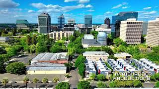 4K Drone Horizontal Pan of the southside of Downtown Sacramento's Skyline.