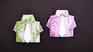 Euro Origami HEMD MIT KRAWATTE Geldgeschenk GELD FALTEN | Money SHIRT AND NECKTIE | Tutorial