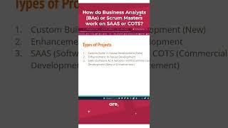 How do Business Analysts BAs or Scrum Masters work on SAA or COTS