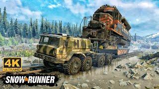 ZiKZ 605R Offroad Truck Towing a Train on Mudding Road In SnowRunner Season 15 #snowrunner #truck