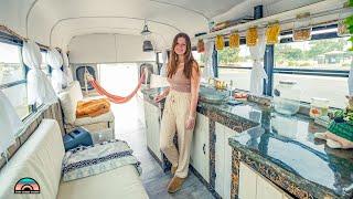 Raised Roof $12k DIY Skoolie - 20 Year Old Solo Female Owns Her Home on Wheels