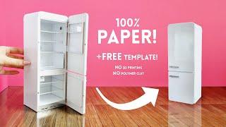 Miniature FRIDGE for BARBIE DOLLS  | Make a DOLLHOUSE REFRIGERATOR with PAPER!