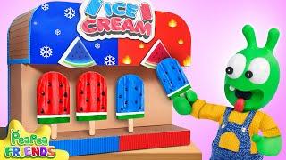 ️ Pea Pea explores the ice fire ice cream machine – Is hot or cold ice cream better? 