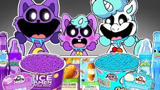 Convenience Store PURPLE BLUE Food Mukbang with CATNAP Family (+Baby) | Poppy Playtime Chapter3|ASMR