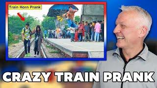 The Best Train Horn Pranks REACTION | OFFICE BLOKES REACT!!