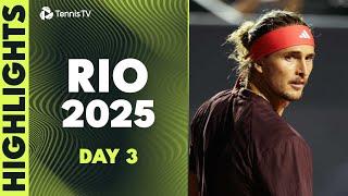 Zverev Continues to Battle; Monteiro, Baez, Jarry All in Action | Rio Open 2025 Day 3 Highlights