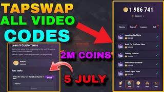 tapswap all video codes | tapswap new video code 5 july 2024 | free 2m coin