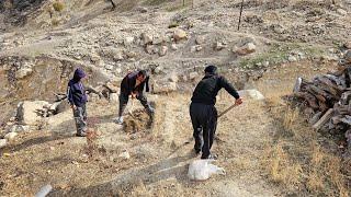 IRAN nomadic life | The Kuhgol family prepares their garden for winter and plants vegetable seeds.