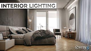 Interior lighting in Vray 3DS MAX | V-RAY5 3DSMAX 2020 | Bedroom interior lighting