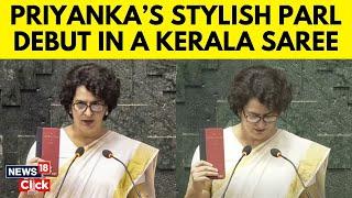 Parliament Session | Priyanka Gandhi Vadra, In Kerala Kasavu Saree, Takes Oath As Wayanad MP | N18V