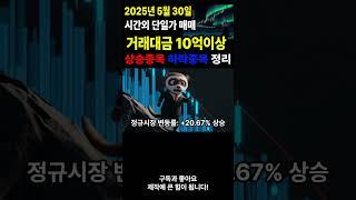 주식 시간외거래 시간외단일가매매 2025년5월30일 주식브리핑 시간외단일가 매매 거래대금 10억이상 #주식 #주린이공부 #투자