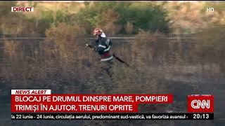 Blocaj pe drumul dintre mare din cauza unui incendiu de vegetaţie. 12 trenuri sunt oprite