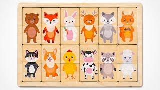 Learn Animals & Play Match the Head with Activity Puzzle | Preschool Toddler Toy Learning Video