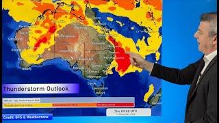 OZ: Severe thunderstorms become more widespread, despite large dry areas