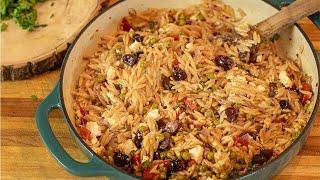 Greek Orzo with Feta & Olives: Ready in 30 mins!