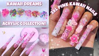 3XL PINK KAWAII ACRYLIC NAILS + BLING & CHARMS!  | BOMBNAILS KAWAII ACRYLIC COLLECTION