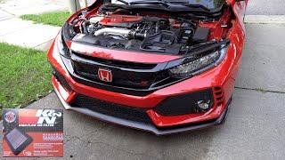 INSTALL AND REVIEW ON THE K&N HIGH-FLOW AIR FILTER ON MY 2019 HONDA CIVIC TYPE R FK8! *SPOOL NOISE*