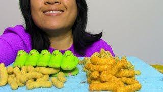 ASMR Eating Peeps Marshmallows Hippeas Plant based cheesecurls ScorpioAnnASMR