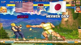 Super Street Fighter 2 Turbo  Rocks (Usa) vs Meriken Sack (Japan) スーパーストリートファイターII X