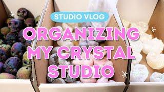  STUDIO VLOG  Organizing my crystal studio! // Small business day in the life, studio organization