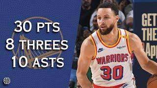 Stephen Curry 30 pts 8 threes 10 asts vs Sixers 24/25 season