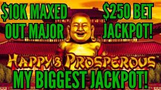 OMG! MY BIGGEST JACKPOT on DRAGON LINK HAPPY & PROSPEROUS! $250 BET!