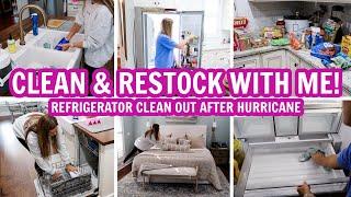 CLEAN & RESTOCK WITH ME | REFRIGERATOR CLEAN OUT AFTER HURRICANE HELENE!