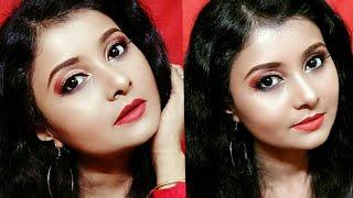 Valentine's Day Glam Makeup Look️|Classic Red|Bong Beauty[MANISHA]