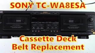 Sony TC-WA8ESA Double Cassette Deck VERY GUMMED UP Belt replacement - Dolby B - C - S - HX Pro