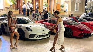 Lucky Ladies Getting Inside Of A Supercars. Luxury Carspotting Monaco Nightlife. #billionaire