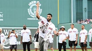 NBA champion Boston Celtics throw out first pitch at Fenway Park