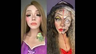 Rapunzel & Mother Gothel Inspired Makeup #mothergothel #rapunzel #tangled #disney #shorts #pachie23