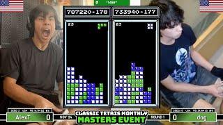 HUGE CHAMPION CLASH!! Alex T, Dog | Rd 1 | Classic Tetris Monthly Masters | November 2024