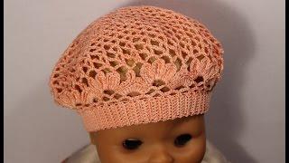 Как связать детский летний берет крючком.How to crochet beret #crochet_beret Вяжем по схемам