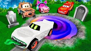 Grave Pit Transform In Ghost Lightning McQueen & Big & Small Pixar Cars! Beam.NG Drive!