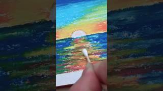 Oil Pastel Drawing Easy: Colorful Sunrise over the Sea #piclove #art