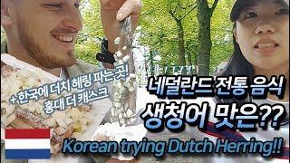 세계 극혐 음식! 네덜란드 생청어 도전기 Girlfriend almost vomits trying RAW HERRING 네덜란드 여행