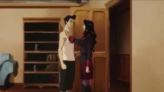 Mako and Asami kiss in Legend of Korra