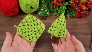  10 Minute Cute Crochet Granny Square Christmas Tree Hack *** Easy Crochet Christmas ornament