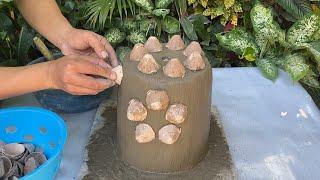 Awesome with excellent pot making from tray of egg and fabric - Cement craft ideas at home gardening